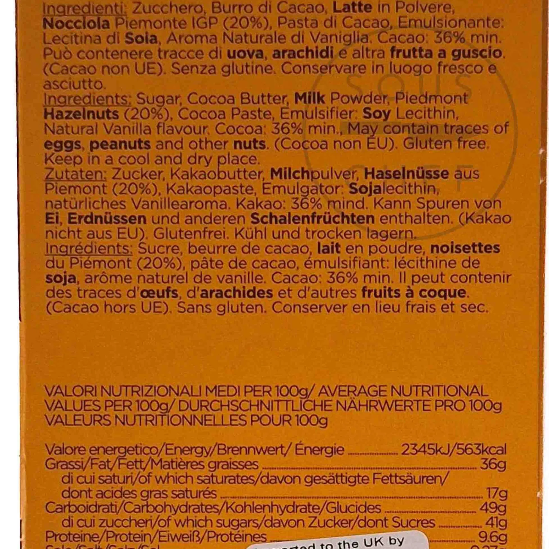 La Perla di Torino Gianduja Chocolate Bar, 60g