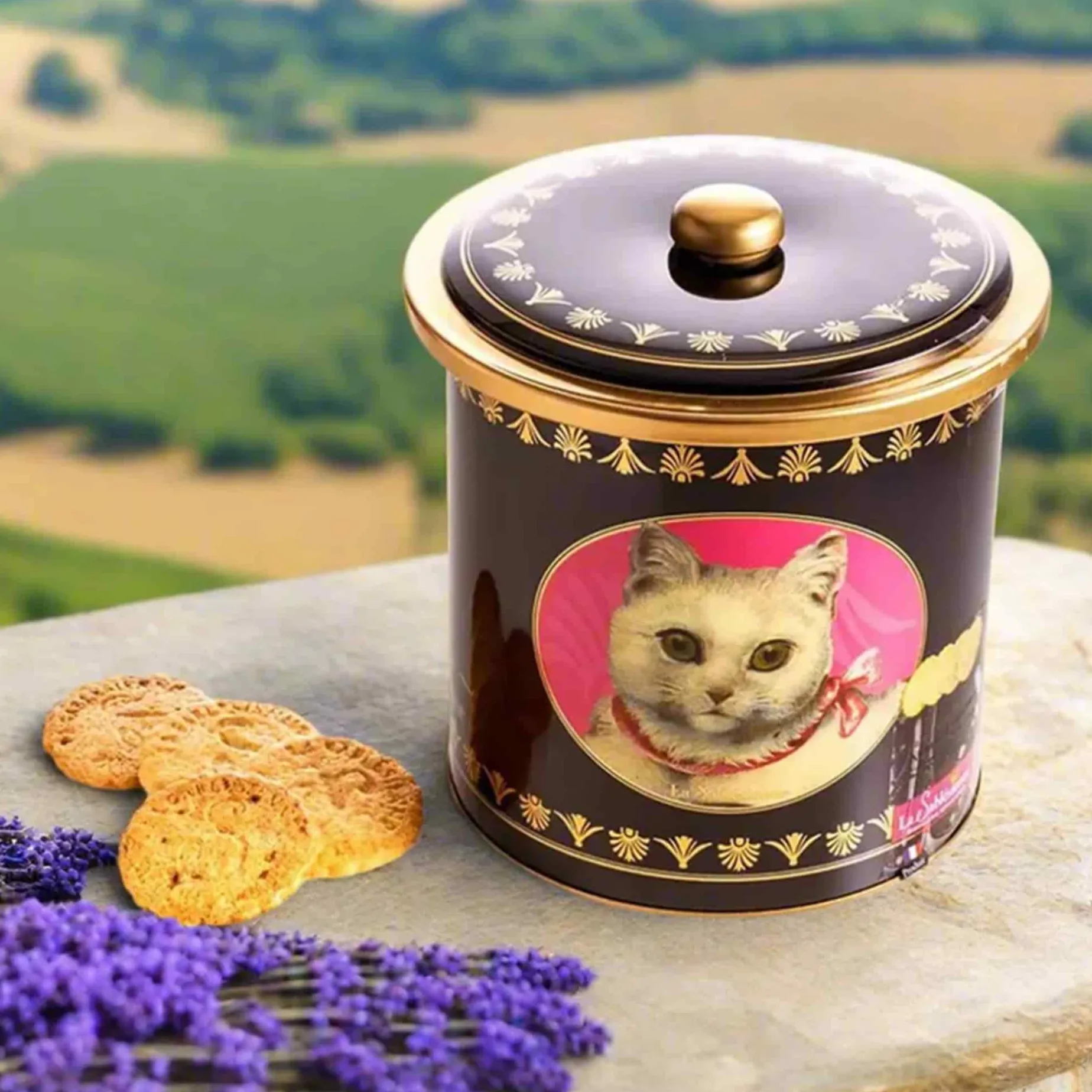 La Sablesienne French Sable Biscuits in Round Cat Tin, 250g