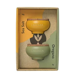 Ladolea Set of 2 Greek Fleur De Sel Sea Salt & Oregano, 30g & 5g