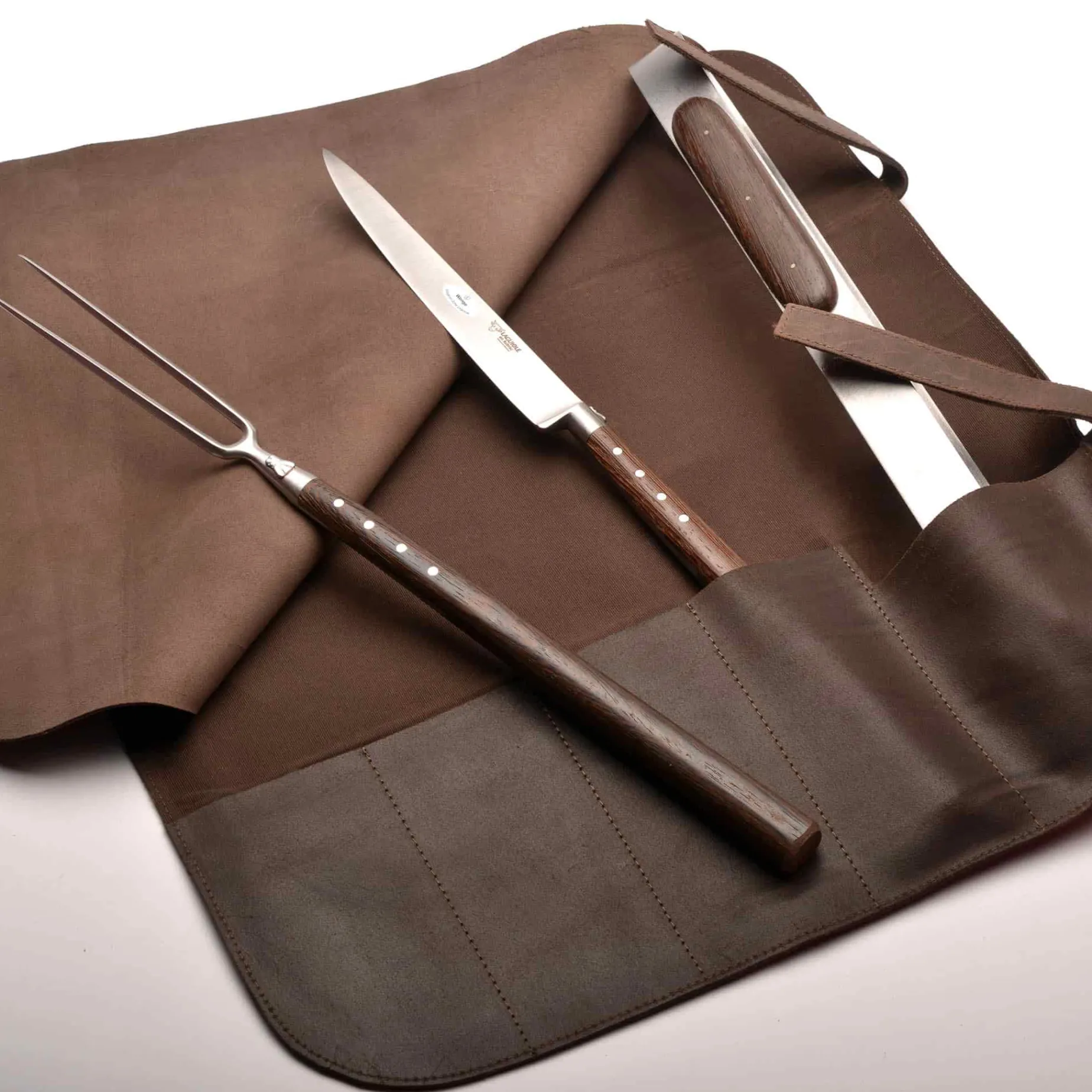Laguiole en Aubrac BBQ Set with Leather Roll