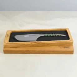 Laguiole en Aubrac Turquoise Hard Cheese Knife, Striped Wood