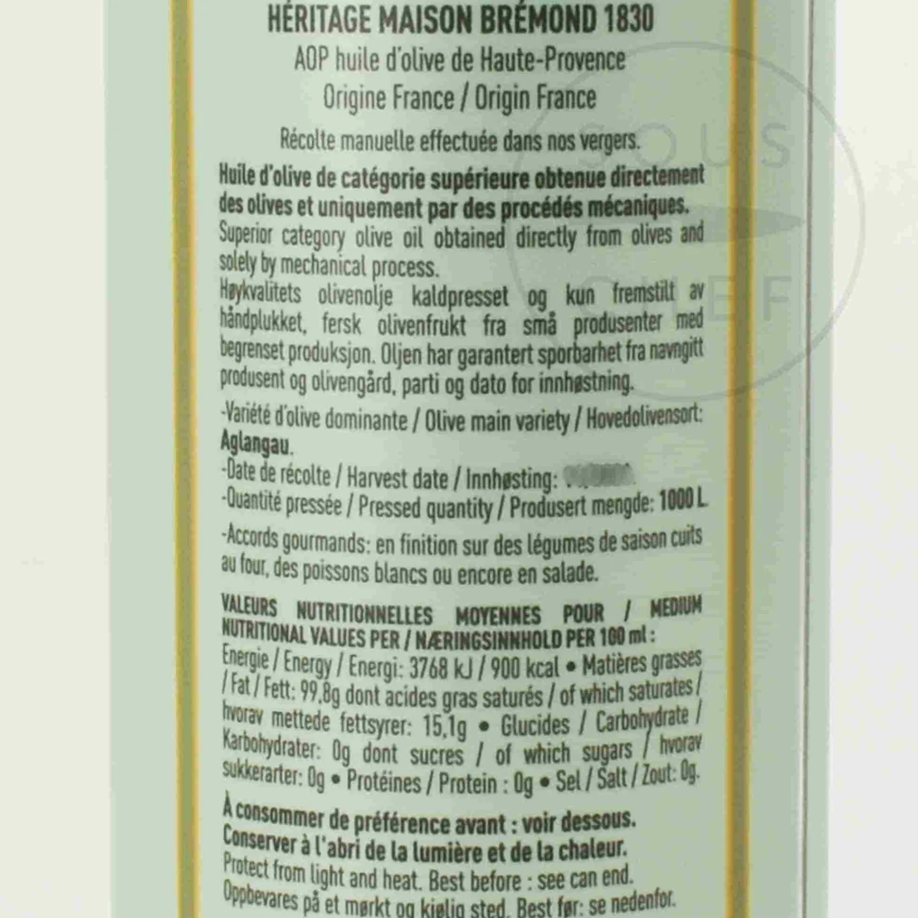 Maison Bremond Heritage Green Fruity Provence Extra Virgin Olive Oil, 500ml
