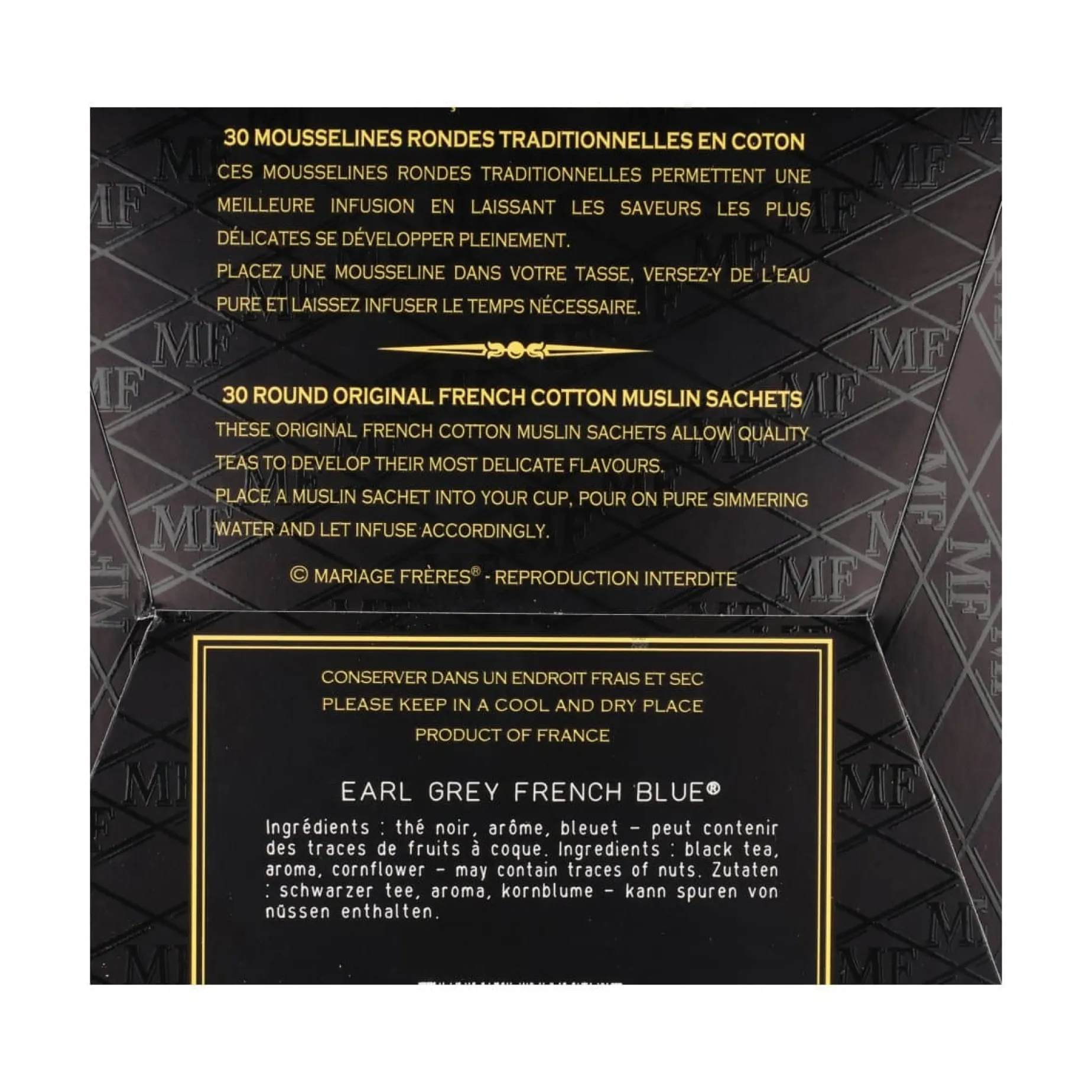 Mariage Freres Earl Grey French Blue Tea Bags, 75g