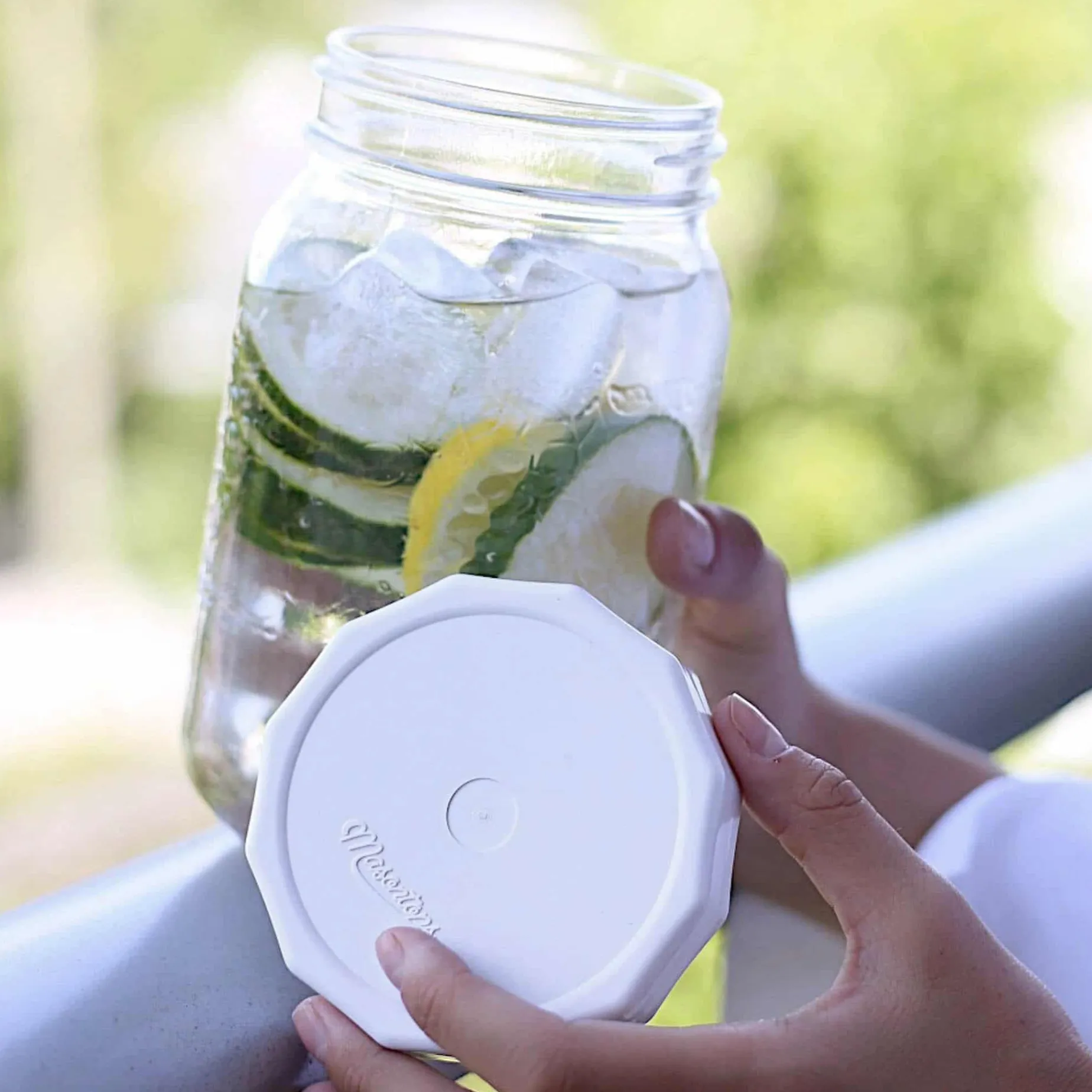 Masontops Wide Mouth Tough Tops, White Set of 4