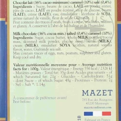 Mazet Milk Salted Caramel Chocolate Bar, 100g