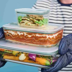 Mepal Easyclip 3 Piece Set Glass Food Storage Container, Nordic Sage