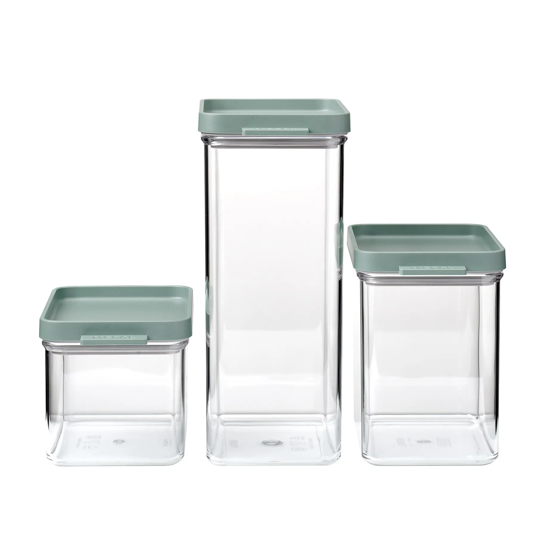 Mepal Omnia 3 Piece Set Food Storage Box, Nordic Sage