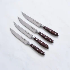 Messermeister Avanta Pakkawood 4 Piece Steak Knife Set, Brown