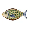 Mexican Hand Painted Green Fish Serving Dish, 14x25cm