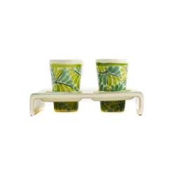 Mexican Hand Painted Green Tequila Cup Set