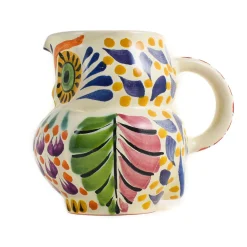 Mexican Hand Painted Orange Owl Milk Jug