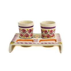 Mexican Hand Painted Purple Tequila Cup Set