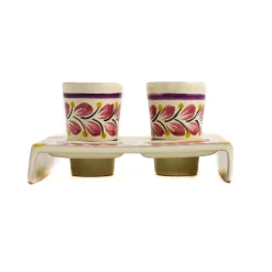 Mexican Hand Painted Purple Tequila Cup Set
