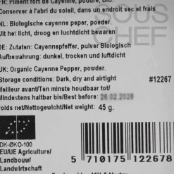 Mill & Mortar Organic Cayenne Pepper Powder, 45g