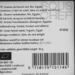 Mill & Mortar Organic Green Fennel Seeds, 40g