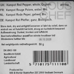 Mill & Mortar Organic Kampot Red Peppercorn, 50g