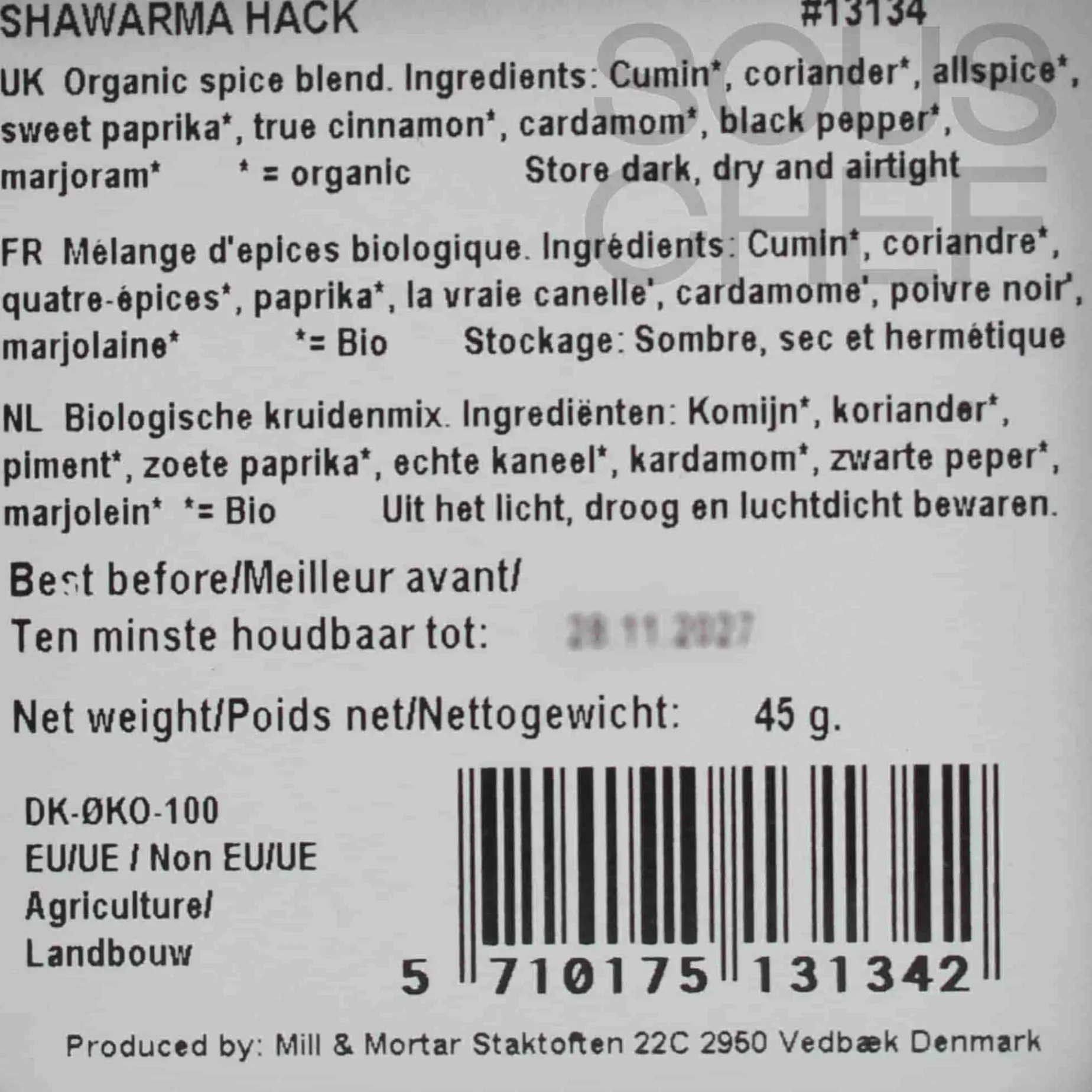 Mill & Mortar Organic Shawarma Hack, 45g