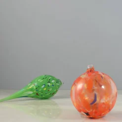 Murano Glass Decorative Sphere Ornament, Orange