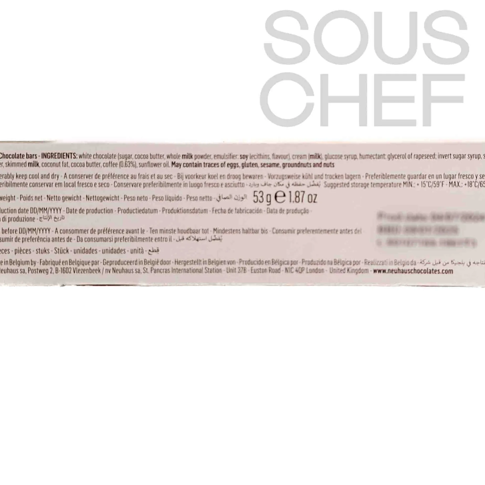 Neuhaus White Chocolate Mocha Bar, 50g