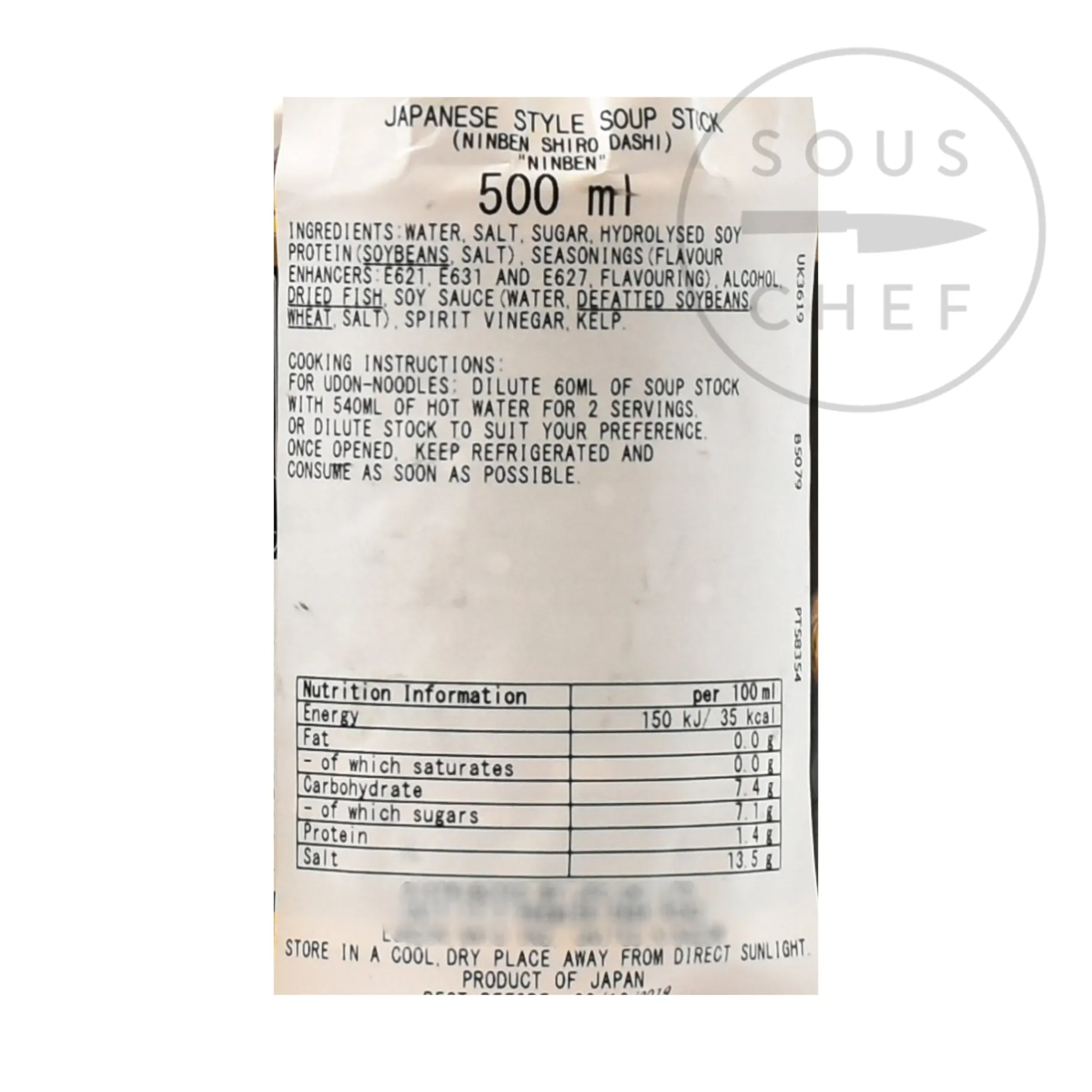 Ninben Shiro Dashi - Bonito Soup Stock, 500ml