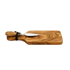 Olive Wood Cheese Board Set