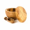Olive Wood Salt Pot and Scoop Set
