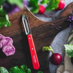 Opinel No 115 Red Beechwood Handle Peeler, 6cm