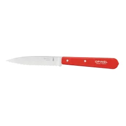 Opinel No 113 Red Beechwood Handle Serrated Paring Knife, 10cm