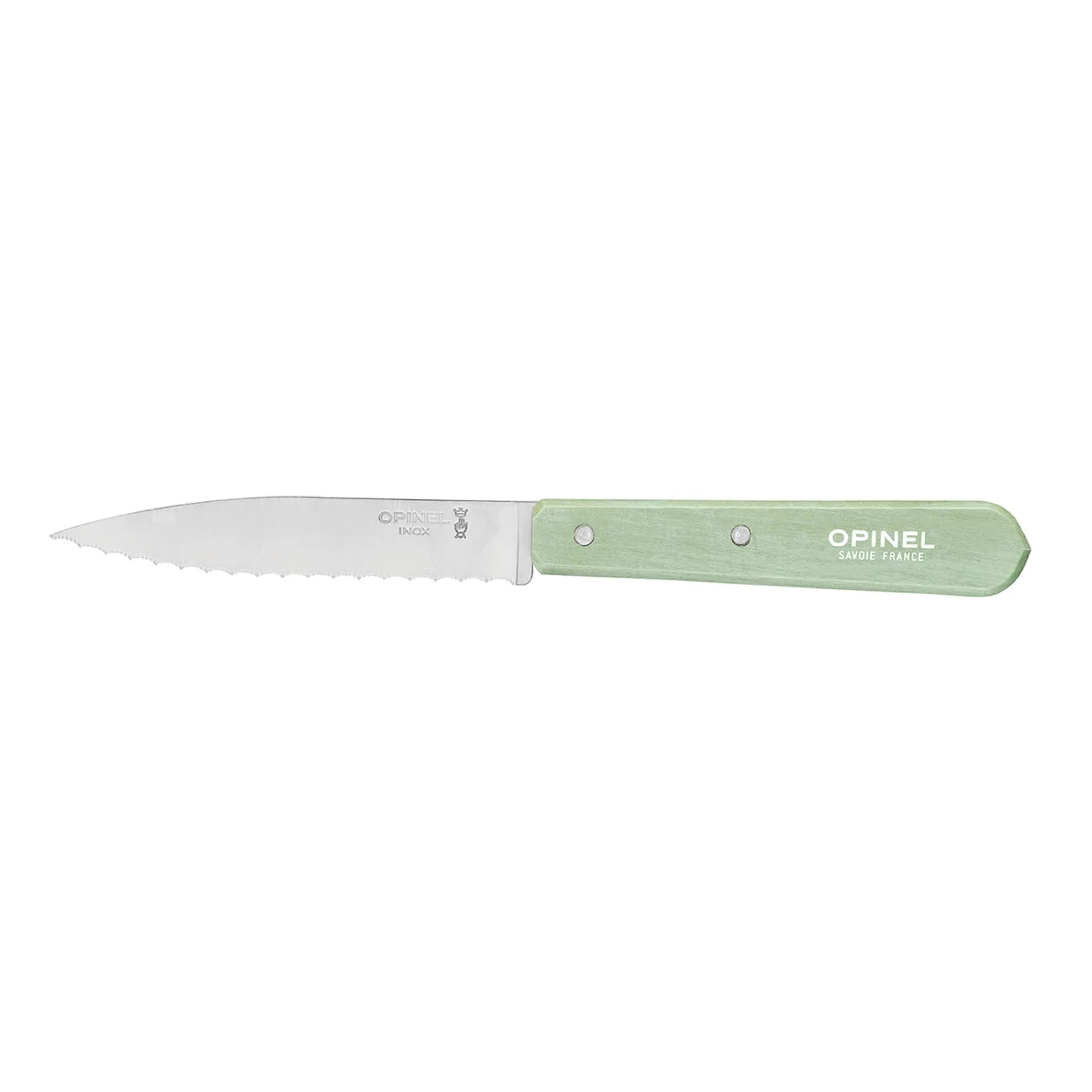 Opinel No 113 Sage Beechwood Handle Serrated Paring Knife, 10cm