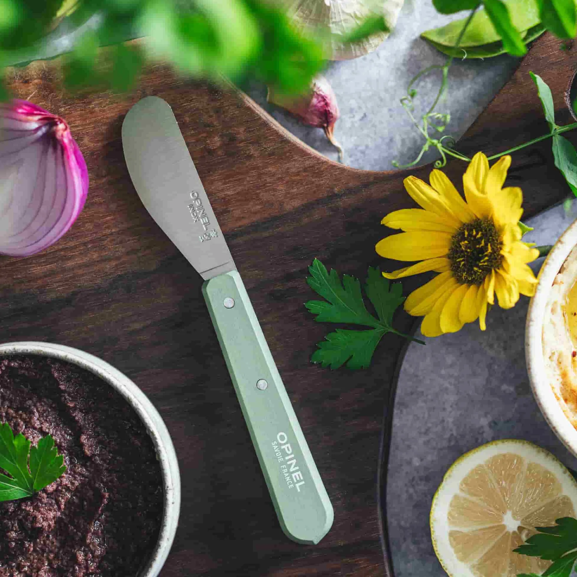 Opinel No 117 Sage Beechwood Handle Spreading Knife, 6cm