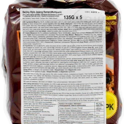 Ottogi Jjajang Black Bean Sauce Ramen Noodles, 5 x 135g