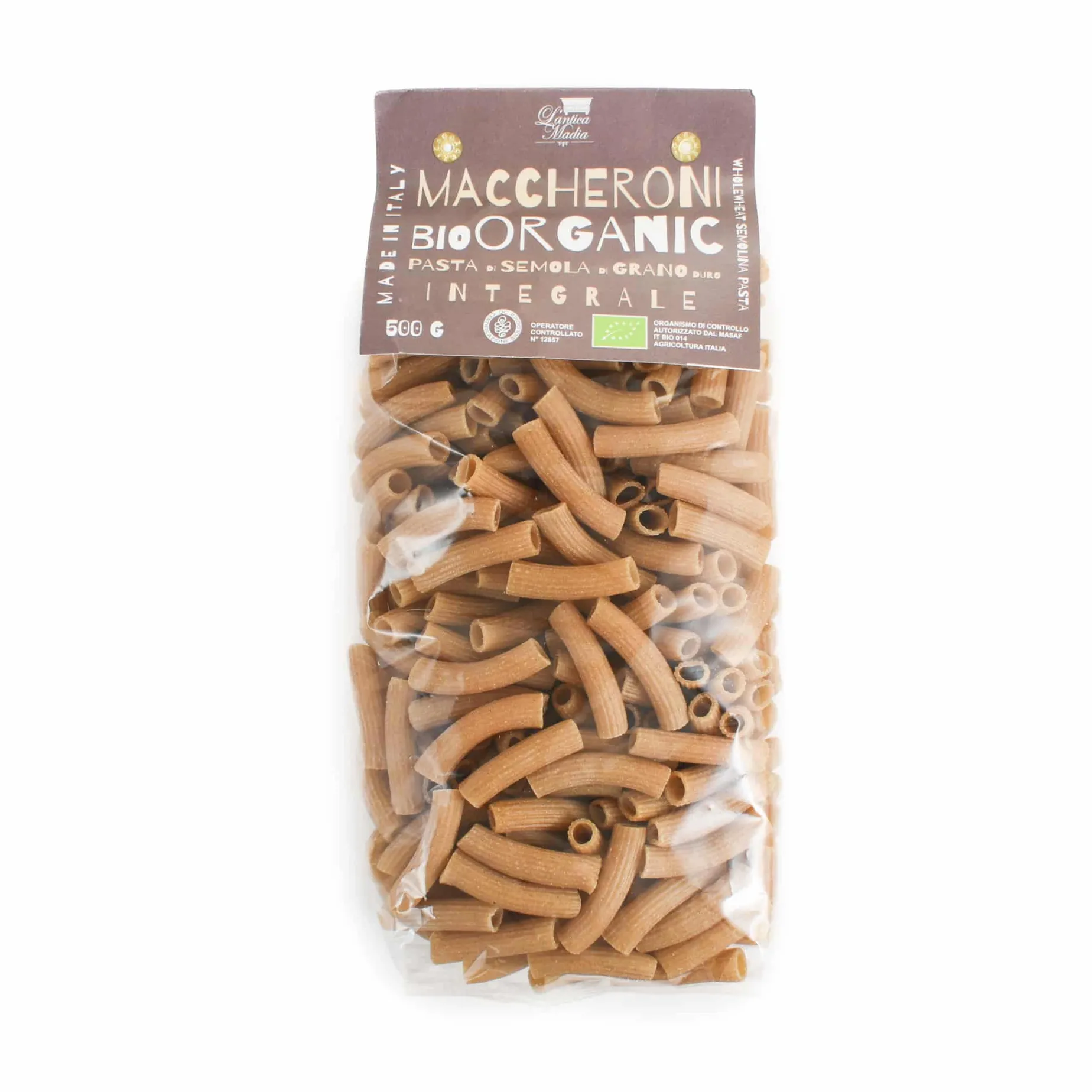 Pasta L'Antica Organic Wholewheat Maccheroni Pasta, 500g