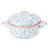Pink Dot Enamel Casserole with Lid, 18cm