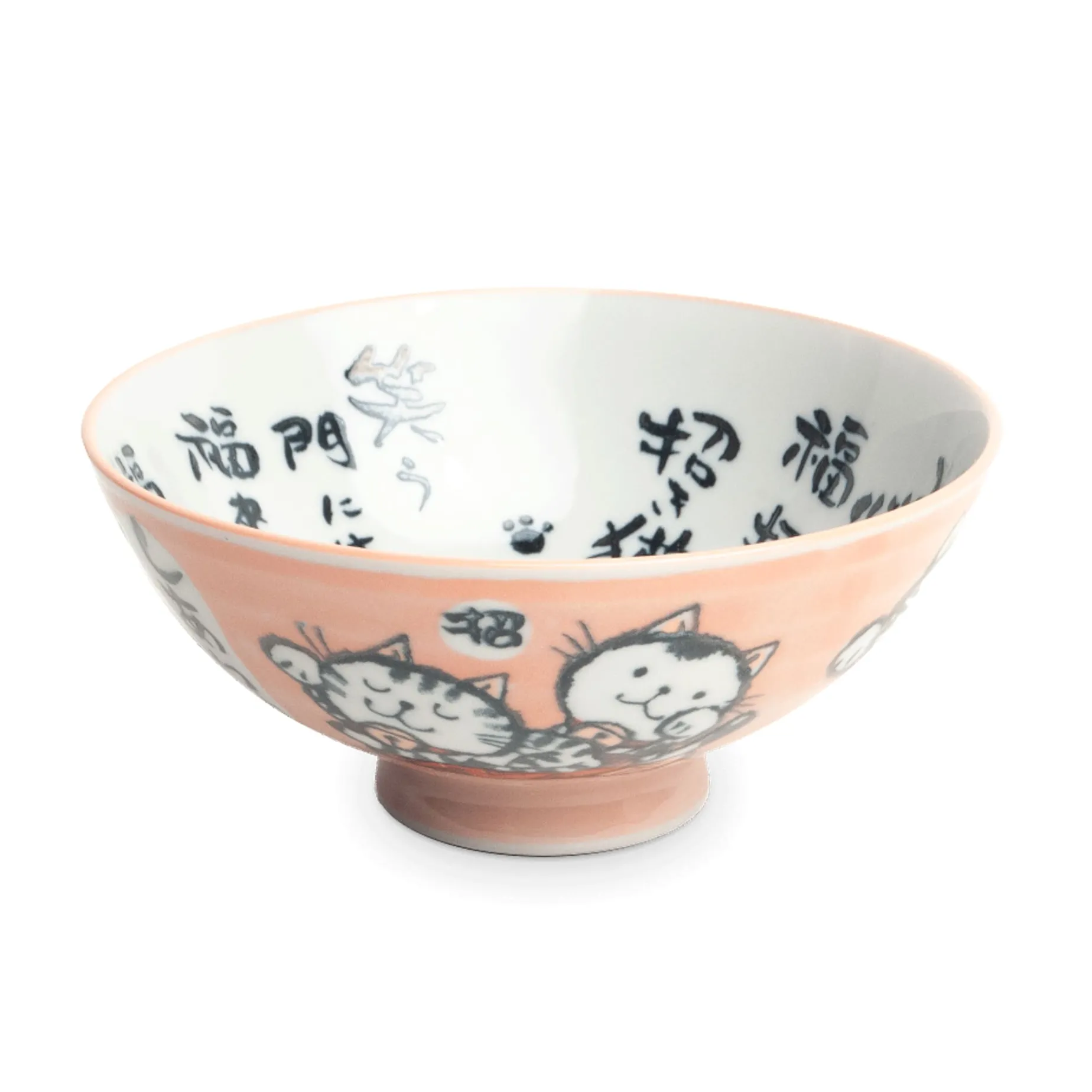 Pink Lucky Cat Bowl, 14cm