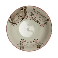 Pink Lucky Cat Japanese Ramen Bowl, 21cm