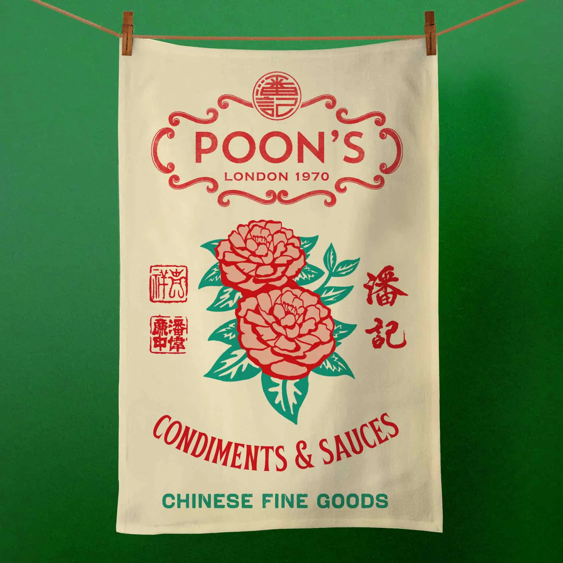 Poon's London Rice Sack Design Tea Towel
