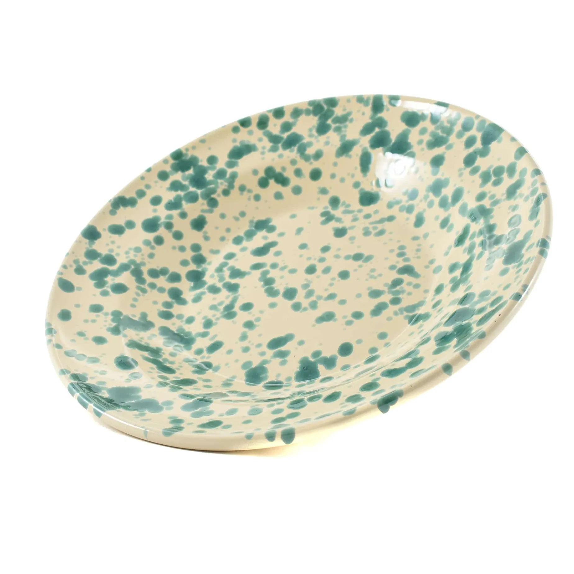 Puglia Aquamarine Splatter Pasta Bowl, 29cm