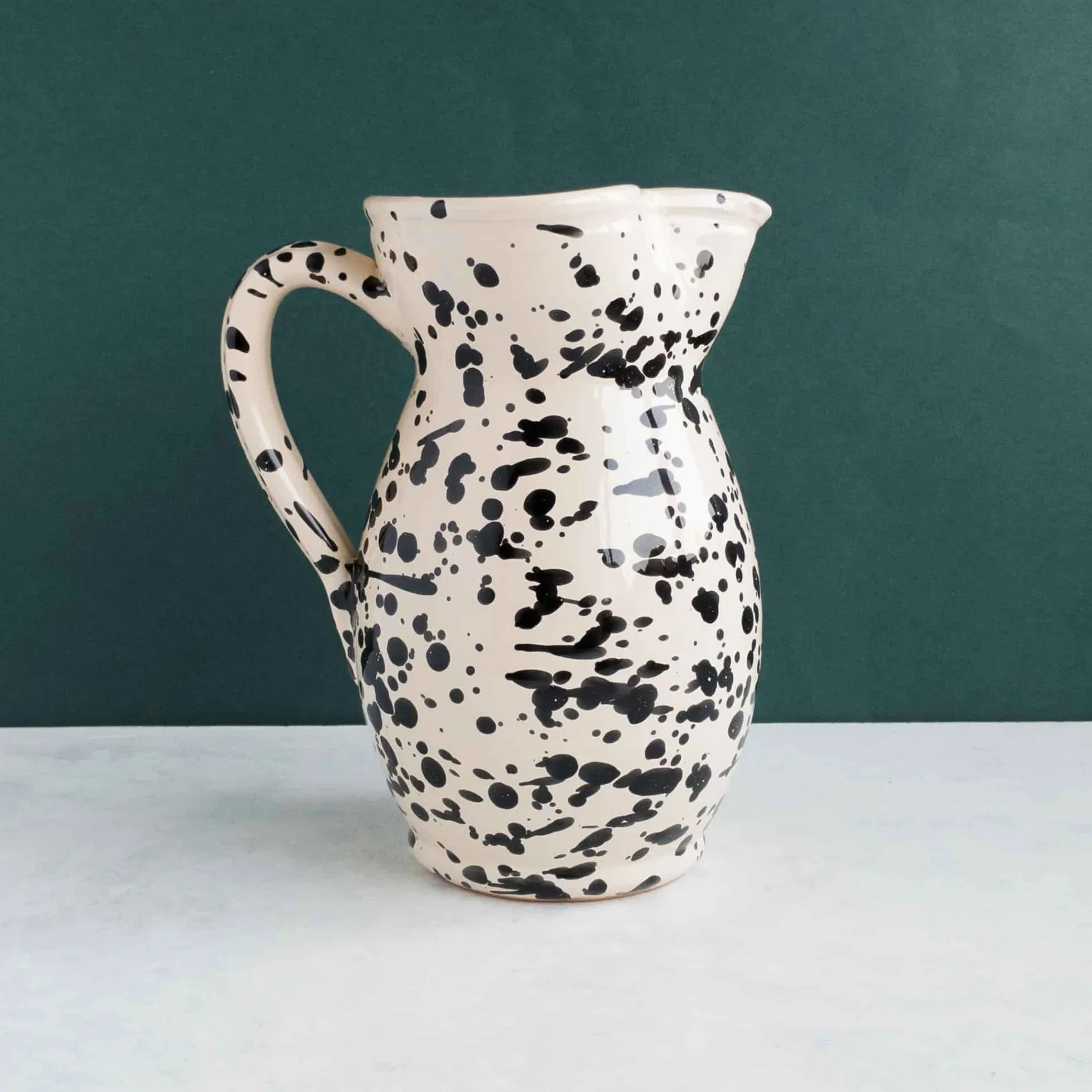 Puglia Black Splatter Ceramic Pitcher