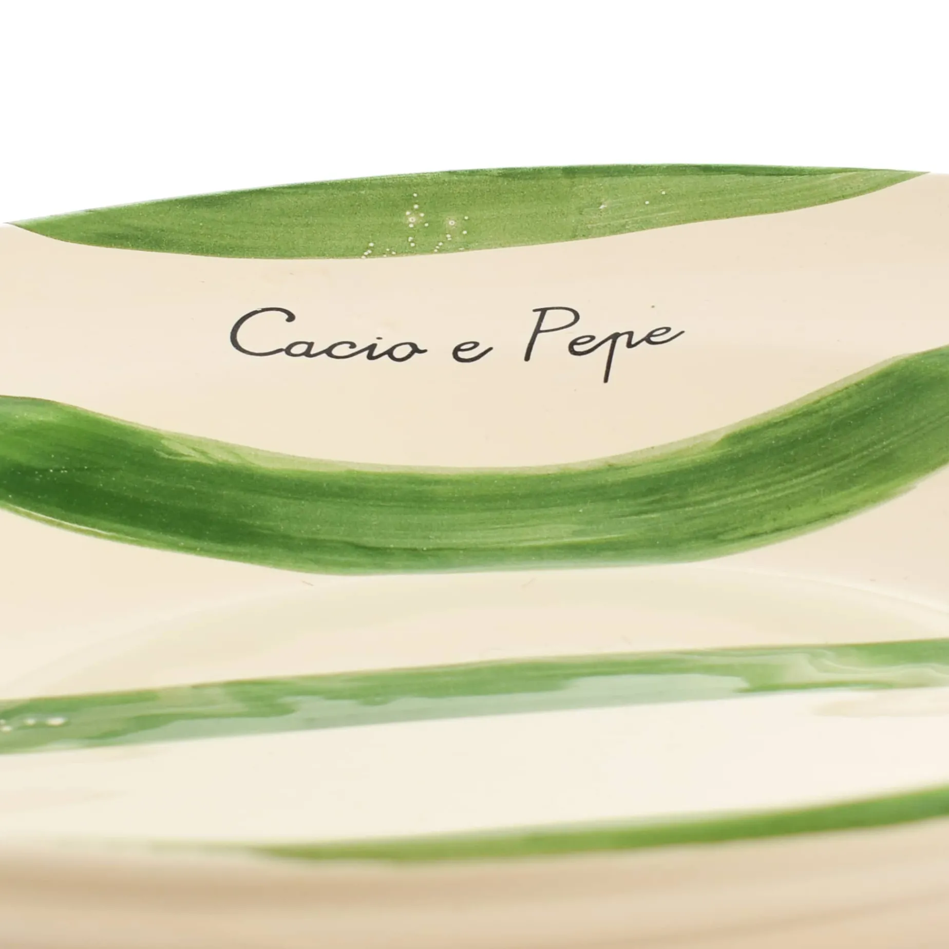 Puglia "Cacio E Pepe" Green Stripe Pasta Bowl, 29cm
