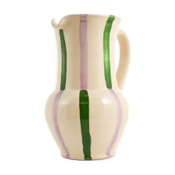 Puglia Green and Lilac Stripe Pitcher