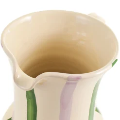 Puglia Green and Lilac Stripe Pitcher