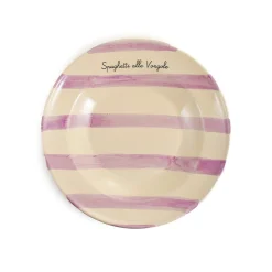 Puglia "Spaghetti Alle Vongole" Lilac Stripe Pasta Bowl, 29cm
