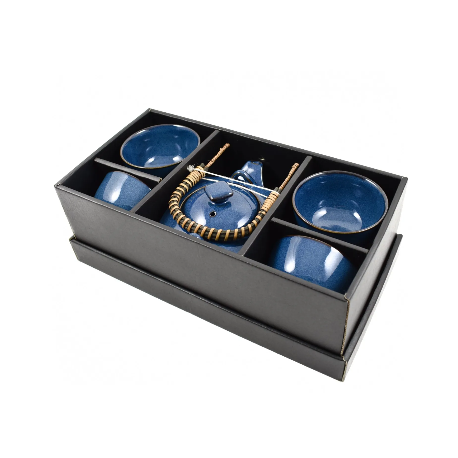 Rich Blue Japanese Tea Set for Four