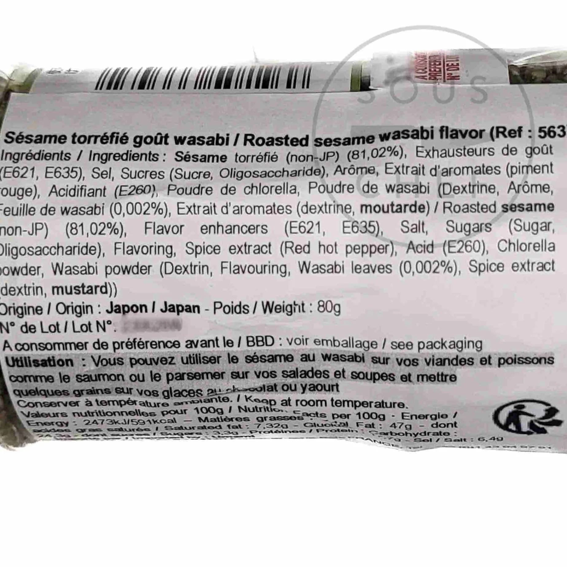 Roasted Sesame Seeds With Wasabi, 80g