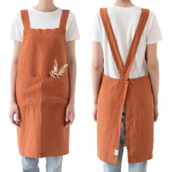 Rust Crossback Linen Apron