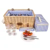 Saint-Malo Blue Striped Picnic Basket with Table, 4 Person