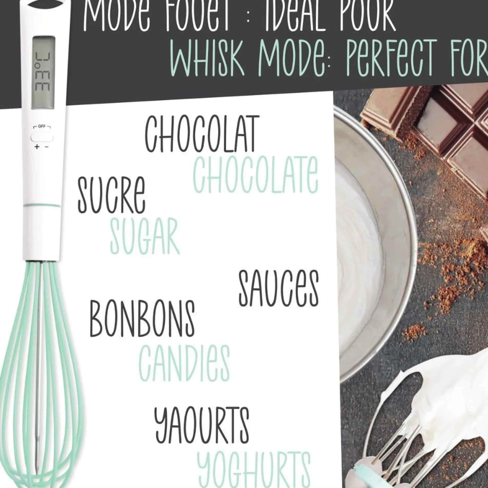 Scrap Cooking Handheld Whisk with Built in Thermometer