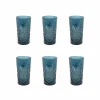 Set of 6 Blue Hobstar Highball Glasses, 350ml