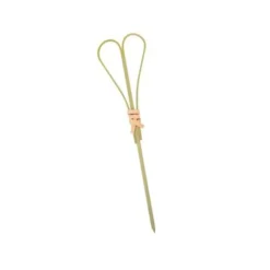 Set of 100 Green Looped Heart Bamboo Skewers, 9cm