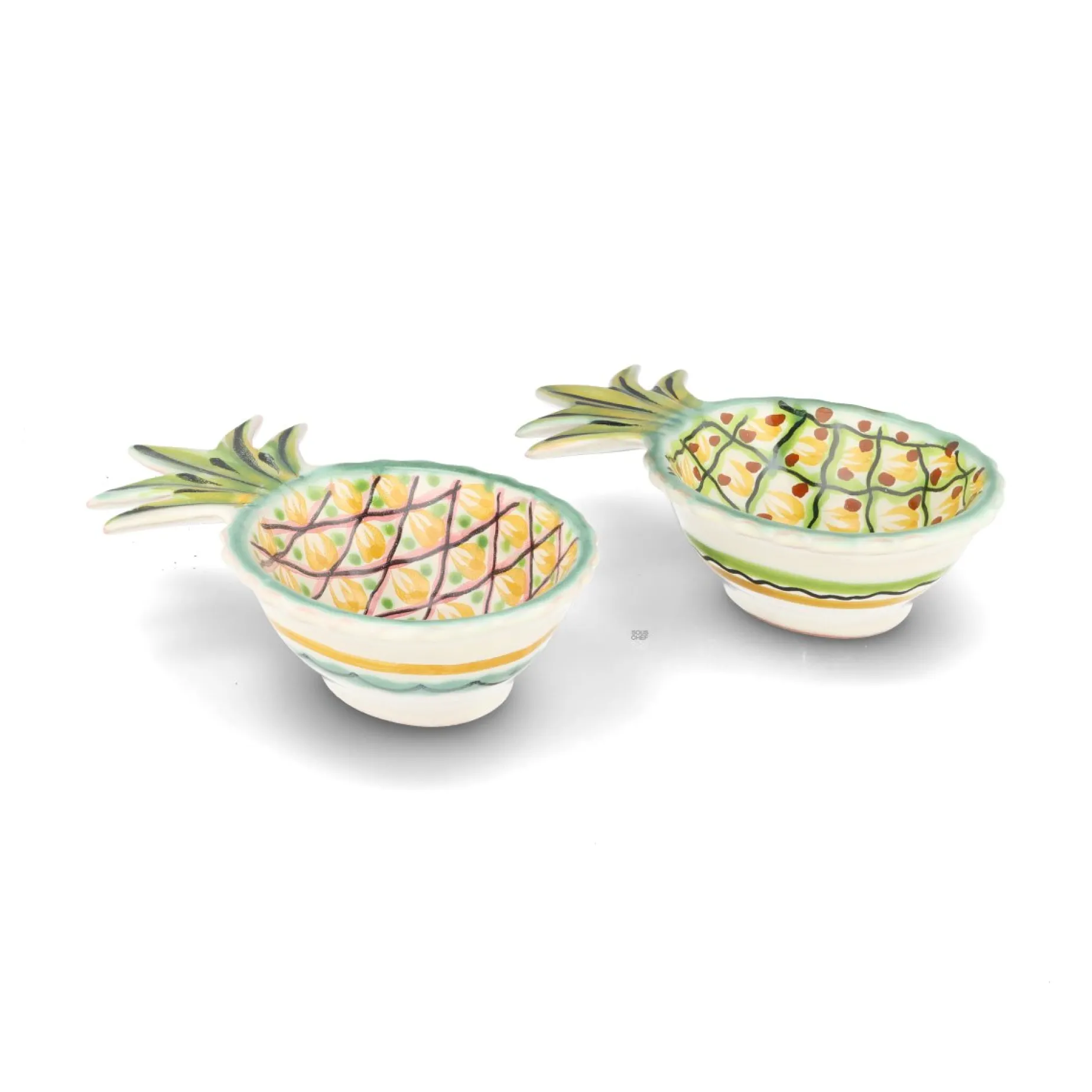 Set of 2 Mexican Hand Painted Pineapple Plates, 18cm